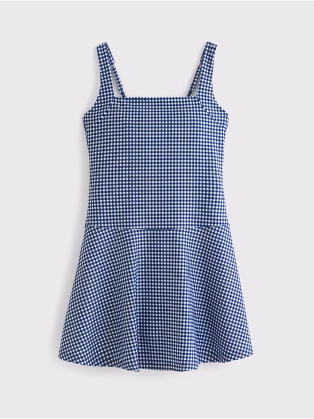 Abercrombie YPB SculptLUX Drop Waist Mini Dress Blue Gingham Size Medium